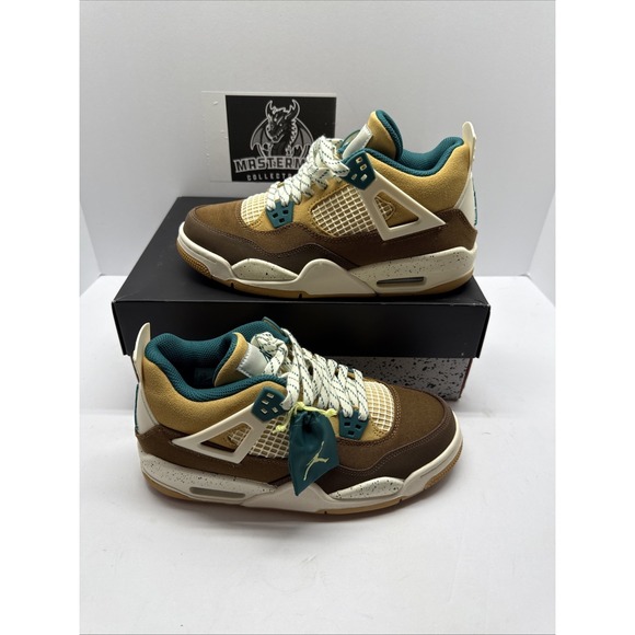 NEW Nike Air Jordan 4 Retro GS Cacao Wow Brown Teal   6.5Y 8.5W - Picture 1 of 7